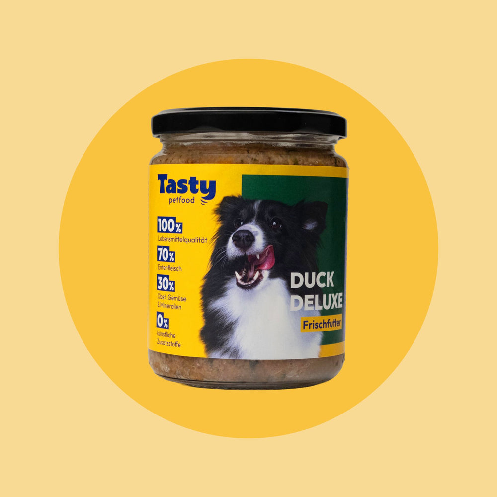 Glas Tasty Petfood Duck Deluxe – Frischfutter für Hunde mit Ente