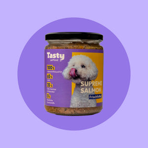Glas Tasty Petfood Supreme Salmon – Frischfutter für Hunde mit Lachs